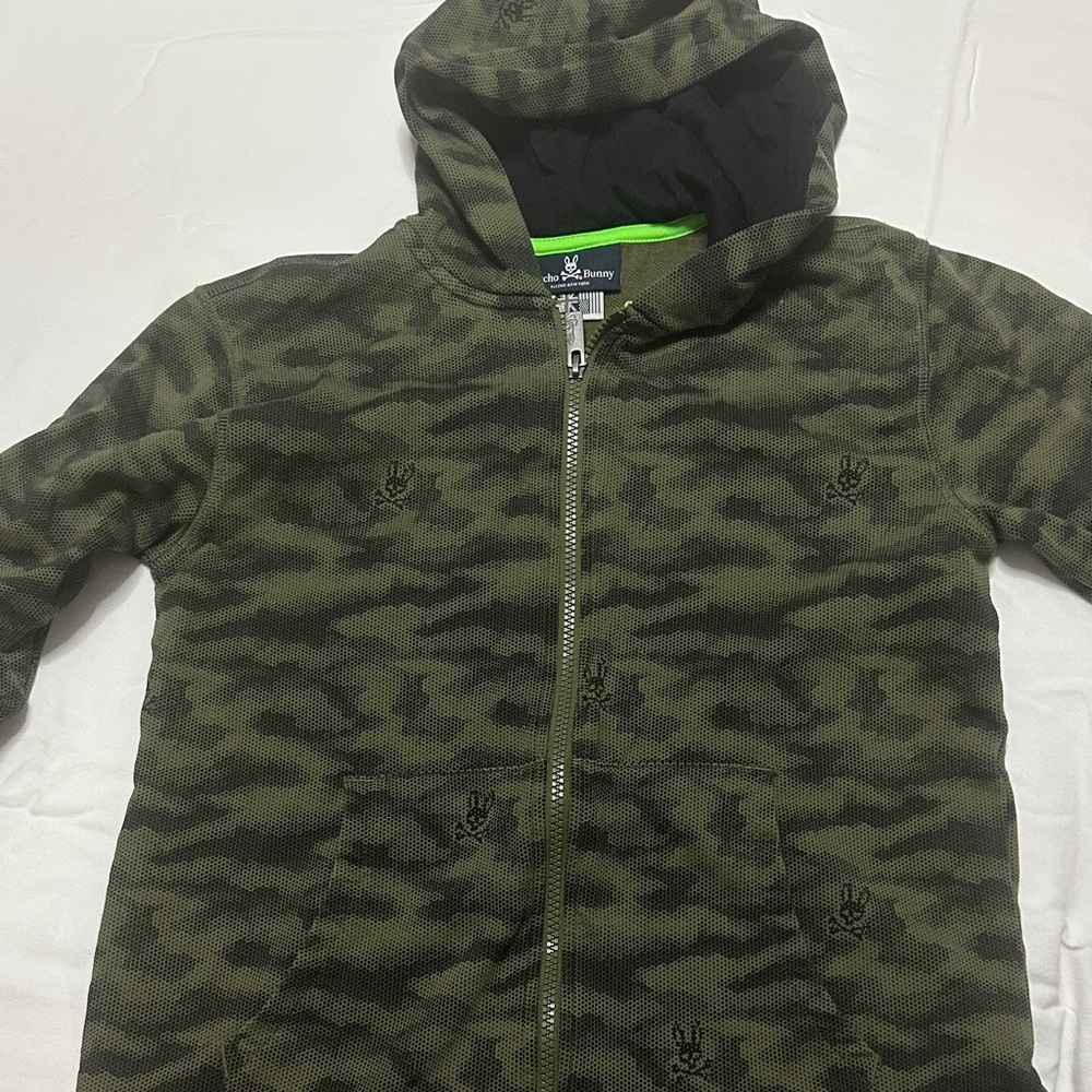 Psycho Bunny Green Camouflage Kids Hoodie